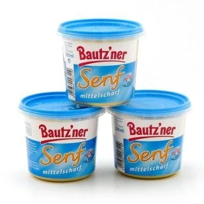 Abbildung von Bautz‘ner Senf mittelscharf 3er Set (3x200 ml) Eimer Mittelscharfer Original Rezeptur seit 1955 Ohne Zusatz von Konservierungsstoffen und Geschmacksverstärkern