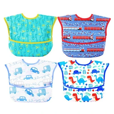 Abbildung von norinori Baby Lätzchen Wasserdicht 4er Pack mit Babylätzchen Kinder Passend für 6 24 Monate boys girls (Farbe2)