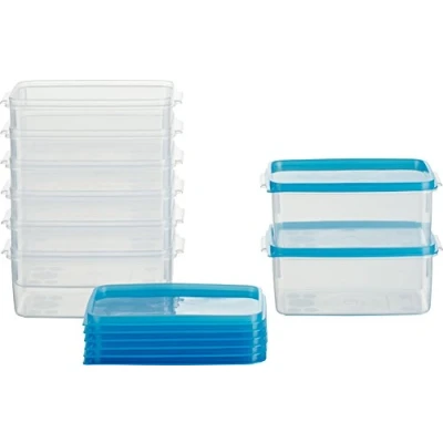 Abbildung von MiraHome Gefrierdosen 8x0,5L rechteckig blau Vorratsdosen mit Deckel luftdicht Transparente Frischhaltedosen Aufbewahrungsbox Küche für Mealprep &amp; Organisation Austrian Quality