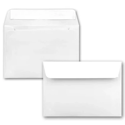 Abbildung von 200x Briefumschläge Hochweiß/Kristallweiß DIN C6 Format 11,4 x 16,2 cm Haftklebung Kuverts ohne Fenster Weihnachten, Grußkarten &amp; Einladungen Für A6 A4 Papier