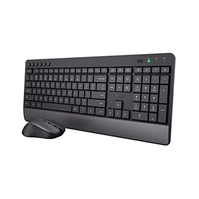 Abbildung von Trust Trezo Tastatur Maus Set Kabellos, NL/US QWERTY Layout, Nachhaltiges Design, Leise und Ergonomische Combo, 48 Monaten Batterielaufzeit, 2.4 GHz, PC, Laptop