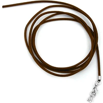 Abbildung von unbespielt Lederband Halskette für Anhänger Braun Verschluss Karabinerverschluss Silberfarben Länge 1 m verkürzbar. Breite 2 mm, Modeschmuck Damen und Herren