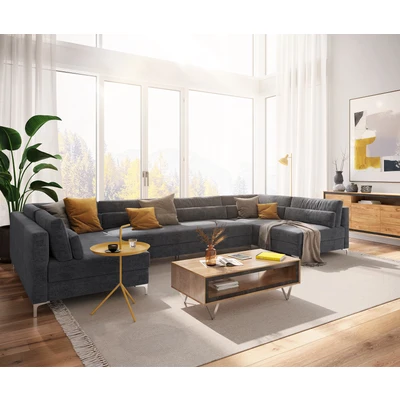 Abbildung von DELIFE Wohnlandschaft Elio, Mikrofaser Graphite 400x185 cm XL