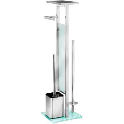 Abbildung von WENKO WC Garnitur &quot;Debar&quot;, aus Edelstahl Glas, Stand