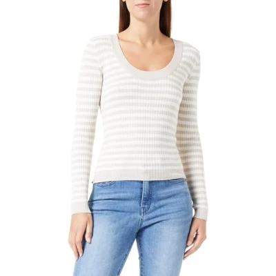 Abbildung von JdY Damen JDYPLUM YSLA L/S O Neck PULLOV KNT Strickpullover, Chateau Gray/Stripes:Eggnog, S