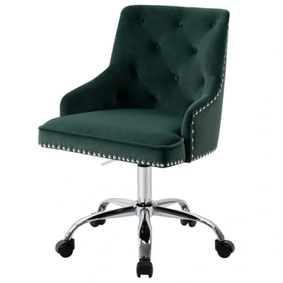 Abbildung von Sepnine Home Samt Bürostuhl Tufted Computer Schreibtisch Stuhl Swivel Einstellbare Akzent Vanity mit Armen Nailhead Trim für Schlafzimmer