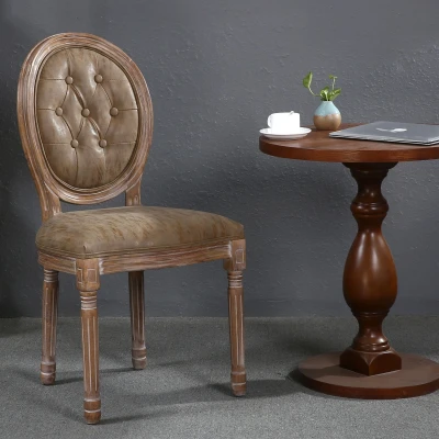 Abbildung von Menzzo Lot 2 chaises de Style médaillon capitonné Polsterstühle, Holz, Taupe, L49 x T46 H96 cm Sitzfläche H46