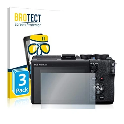 Abbildung von BROTECT Schutzglas für Canon EOS M6 Mark II (3 Stück) Schutzfolie Panzer Folie Glas [Extrem Kratzfest 9H, Anti Fingerprint, Ultra Transparent]