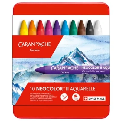 Abbildung von Caran d&#039;ACHE 7500.31 NEOCOLOR II(2) Aquarelle Wachspastelle in Metallbox 10 Stück