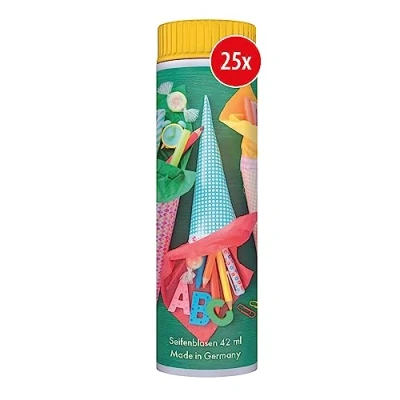 Abbildung von Pustefix Seifenblasen Set I 25 x Klassik 42ml Schultüte Bunte Herz Bubbles Made in Germany für Hochzeit, Kindergeburtstag, Standesamt, Polterabend 42 ml Vorteilspack