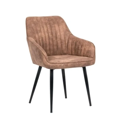 Abbildung von riess ambiente Polsterstuhl TURIN hellbraun / schwarz (Einzelartikel, 1 St), Esszimmer · Microfaser Metall mit Armlehne Retro Design