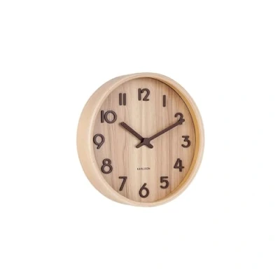 Abbildung von Karlsson KA5808WD Wanduhr, rund, Pure klein, helles Holz, Beige, D22 x 4,5 cm, Linde, 14 7 5 cm