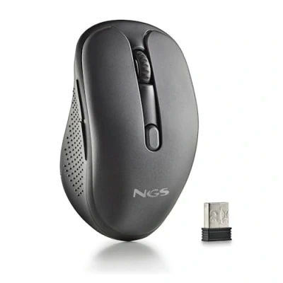 Abbildung von NGS Evo Peep Kabellose Lasermaus, wiederaufladbar, Multimodus 2,4 GHz + Bluetooth 5.1, USB A, leise Tasten, Verstellbarer DPI, 1200/1600/2400/3200, Ergonomie für Rechtshänder, Lasersensor
