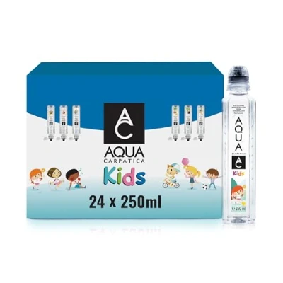 Abbildung von AQUA CARPATICA 250ml x 24 Kids Still Natürliches Mineralwasser, Perfekt Für Kinder &amp; Baby, Mit auslaufsicherem Sippy Verschluss, Kindergetränk BPA frei, 100% Recycelbar, Babynahrung geeignet