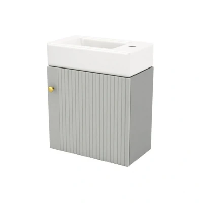 Abbildung von SOFTWEARY Waschtisch inkl. Waschbecken, Badmöbel in Breite 46 cm, Badschrank, Waschplatz
