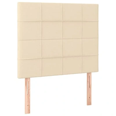Abbildung von vidaXL Kopfteil 2 STK., Bettkopfteil mit Holzbeinen, Höhenverstellbar Polsterkopfteil für Bett, Betthaupt Bettzubehör Schlafzimmer, Creme 100x5x78/88cm Stoff