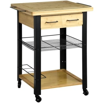 Abbildung von Kesper Küchenwagen, Material: FSC zertifizierte Faserplatte, Maße: B: 71 x H: 88 T: 60cm, Farbe:Natur/schwarz 25891 13