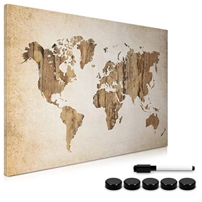 Abbildung von Navaris Magnettafel Magnetpinnwand Memoboard 60x40cm abwaschbar World Map Design, (1 tlg)