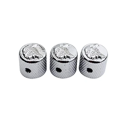 Abbildung von Guyker Guitar Bass Potentiometer Control Knobs with 6mm Dia. Shaft Pots 3PCS Eagle Style Top Dome Speed Tone Volume Knob Replacement for Electric or Precision Chrome