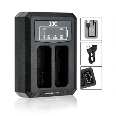 Abbildung von EN EL14 / EL14A USB Dual Akku Ladegerät Adapter für Nikon D5600 D5500 D5300 D5200 D5100 D3500 D3400 D3300 D3200 D3100 Df Digitalkamera