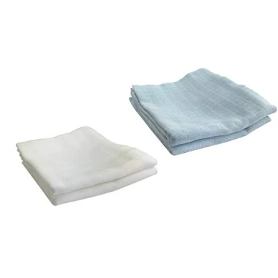 Abbildung von 4x Pucktücher große Spucktücher Mullwindeln 100 120 140 160 cm Baby Baumwolle Pucktuch ÖKO TEX (2 Weiß, 2 Blau, 120x120 cm)
