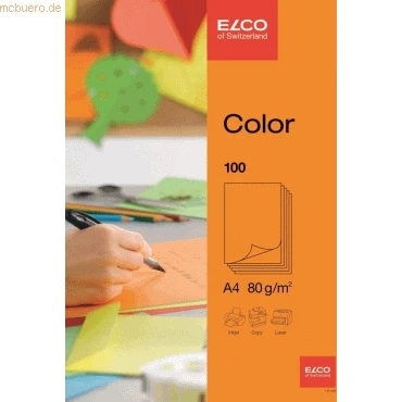 Abbildung von Elco 74616.82 Color Verpackung mit 100 Blatt Büropapier, A4, 80g, orange, Fenster: nein