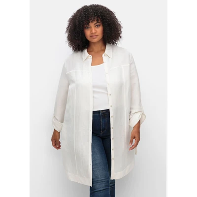 Abbildung von Sheego Hemdbluse, Damen, Größe: 44, Offwhite