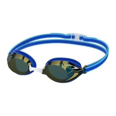 Abbildung von Speedo Vanquisher 3.0 Mirror Schwimmbrille für Unisex Kinder, Cobalt Pop/Cobalt/Gold Mirror, One Size