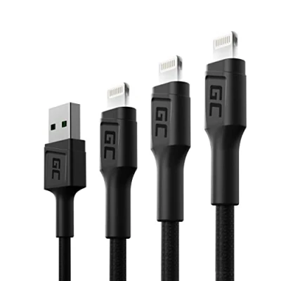 Abbildung von GC Ray LED SET 3x 30cm 120cm 200cm Lightning Kabel Nylon Ladekabel Schnellladekabel für Apple iPhone 13 12 11 SE Pro/Max X XR XS Max 8 7 Plus 6 6S 5 5C 5S iPad Air/Pro