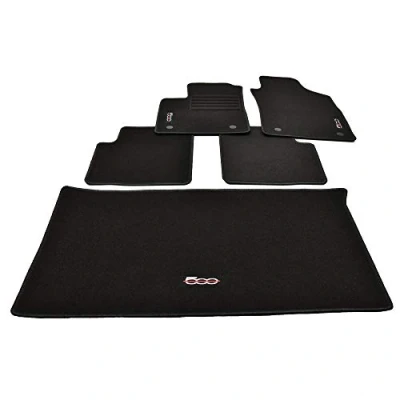 Abbildung von Velours Fußmatten + Kofferraum Set geeignet für FIAT 500 C Cabrio ab Bj 2013 sw