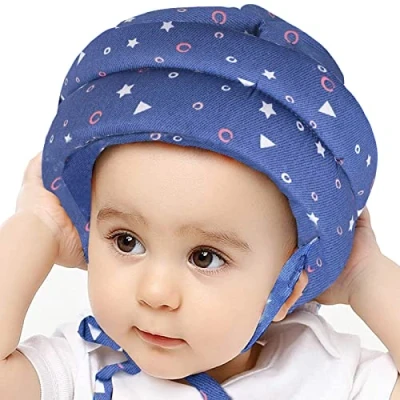 Abbildung von IULONEE Baby Helm Kopfschutz Kleinkind Schutzhut Verstellbarer Sicherheitshelm Kollisionsvermeidung Schutzkappen(Sternenblau)