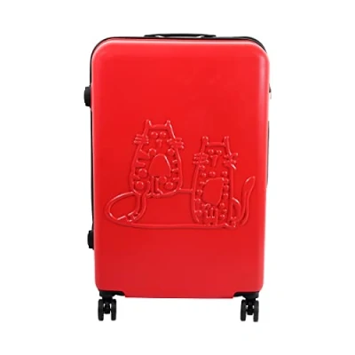Abbildung von BiggDesign Cats Koffer Hartschale Mittelgroß Reisetasche mit Rollen Reisekoffer Kombinationsschloss 4 Doppel 360 Grad drehbar Leicht Rot