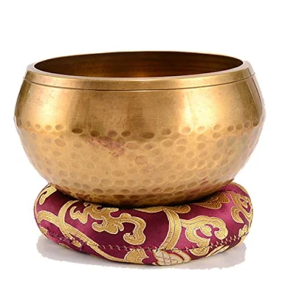 Abbildung von Tibetisches Klangschalen Set Aus Nepal Große Original Tibetische Klangschale Singing Bowl Zur Yoga Meditation, Entspannung Und Achtsamkeit Das Ideale Geschenkset,A3