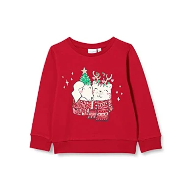 Abbildung von NAME IT Girl&#039;s NMFVISMAS LS Sweat BRU RR Sweatshirt, Jester Red, 92