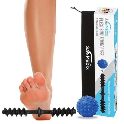 Abbildung von Sanmedix Fußmassagegerät Fußroller 3in1 Fußmassageroller Mobilisation, Fußtrigger &amp; Massage, Lindert Entspannt bei Plantarfasziitis, Fersensporn Hallux Valgus