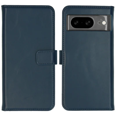 Abbildung von Google Pixel 8 Hülle Echtleder Selencia Klapphülle Handyhülle Blau