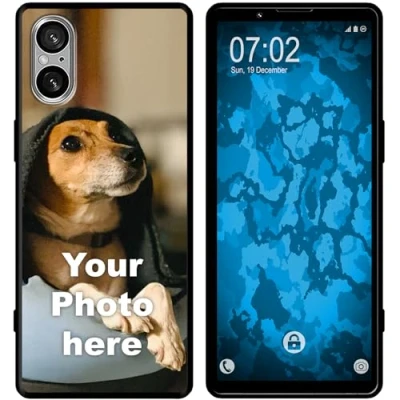 Abbildung von PhoneNatic personalisierte Handyhülle für Sony Xperia 5 V Custom Silikon Case in Schwarz zum selbst gestalten mit eigenem Foto Bild Text individuell