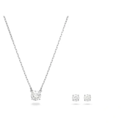 Abbildung von Swarovski Attract Set, Rundschliff, Weiß, Rhodiniert