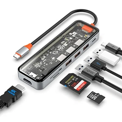 Abbildung von USB C Hub, Docking Station, TOTU 7 in 1 Type Hub with 4K HDMI Port, 92W PD Power Delivery, 3 3.0 Ports, SD/TF Card Reader, for Macbook and Other Laptops