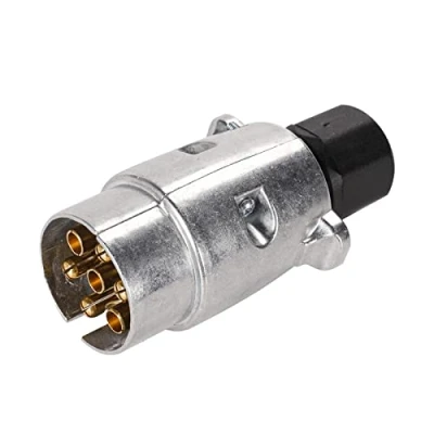 Abbildung von AOHEWEI Anhängerkupplung Elektrik Anhänger Stecker 7 Pin Metall Aluminium Legierung Wege Auto Lichter Anschlüsse für Boote Wohnmobil Wohnwagen oder andere Nutzfahrzeuge