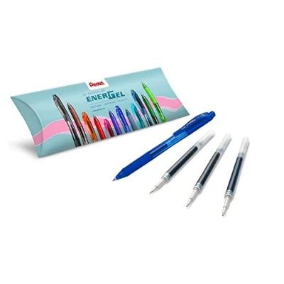 Abbildung von Pentel Energel X BL107, Gel Tintenroller, einziehbar, mittlere Spitze, 0,7 mm, Blau, 1 Stift + 3 LR7 Nachfüllminen