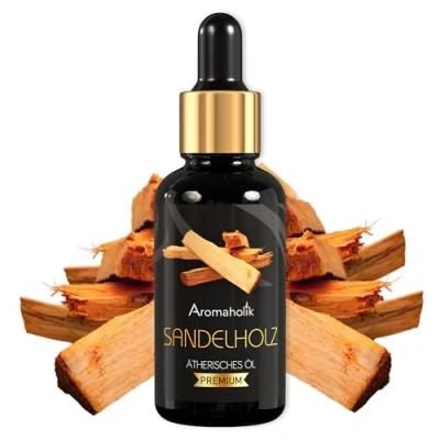 Abbildung von Aromaholik Sandelholzöl BIO 100% naturrein Ätherische Öle für Diffuser &amp; Aroma Zertifiziertes ätherisches Öl aus Indien Sandalwood Essential Oils 30ml Sauna Massage