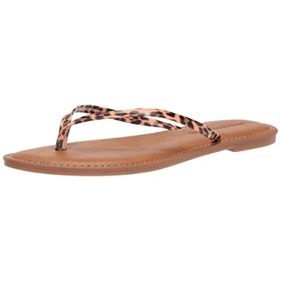Abbildung von Amazon Essentials Damen Zehensandale, Hellbraun Leopardenmuster, 41 EU