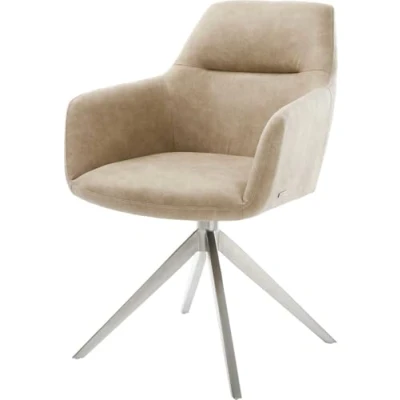 Abbildung von Drehstuhl Pejo Flex Mikrofaser Beige Vintage Kreuzgestell breit Edelstahl 360 drehbar Wippfunktion Taschenfederkern