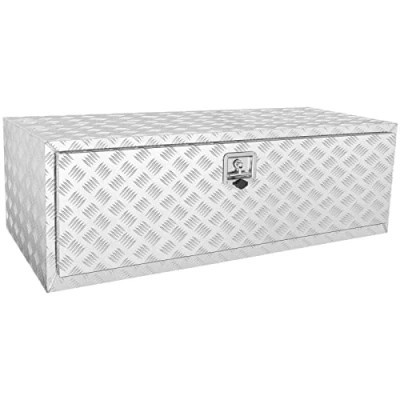 Abbildung von VEVOR Unterboden Lkw Box, 1219 x 610 mm Pickup Aufbewahrungsbox, Aluminium Werkzeugkasten mit Schloss &amp; Schlüsseln, Wasserdichte Anhänger Werkzeugkiste für Lkw, Transporter, usw.