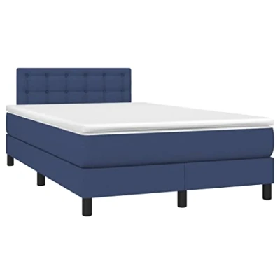 Abbildung von vidaXL Boxspringbett, Doppelbett mit Matratze Matratzenauflage, Bettgestell Kopfteil, Polsterbett Bett für Schlafzimmer, Blau 120x200cm Stoff