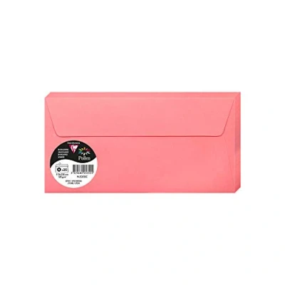 Abbildung von Clairefontaine 5355C Packung mit 20 Umschlägen Pollen Format DL 11x22 cm, 120g, selbstklebend, ideal für Einladungen und Korrespondenz, Premium glattes Papier, Litchi, 1 Pack