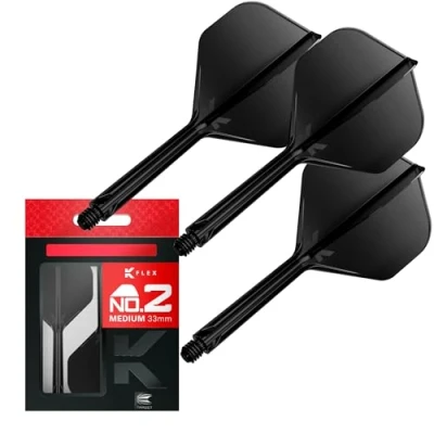 Abbildung von Target Darts K Flex Integrierter Dart Flug und Schaft, Nr. 2 Schwarz (Mittel) 3er Pack 2, Präzisionsgeformte in 1 Flüge Schäfte Professionelles Zubehör