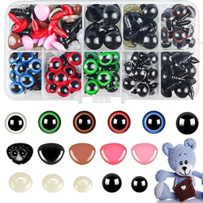 Abbildung von Hengxinc 240 Stück Sicherheitsaugen für Häkeltiere Farbe Amigurumi Augen 10 14mm zum Basteln Kunststoff Knopfaugen mit Unterlegscheiben Puppe Marionette Plüschtier