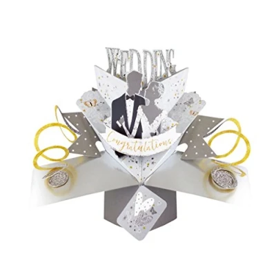 Abbildung von Second Nature Hochzeits Pop Up Karte mit &quot;Wedding Congratulations&quot; Braut und Bräutigam